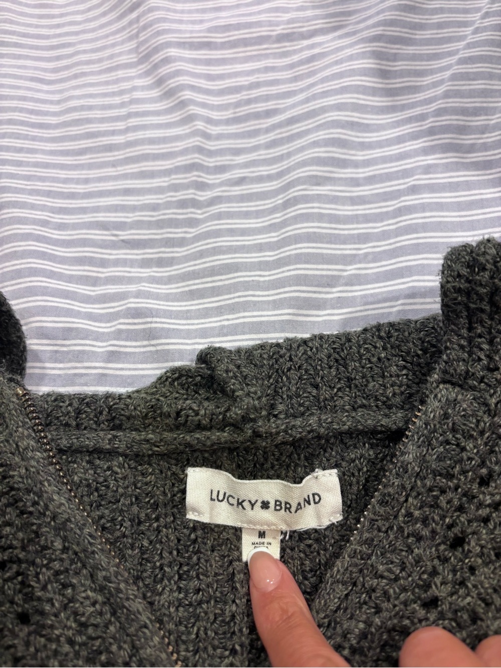 Lucky Brand Olive Half-Zip Hooded Chunky Knit Sweater - Picture 4 of 4